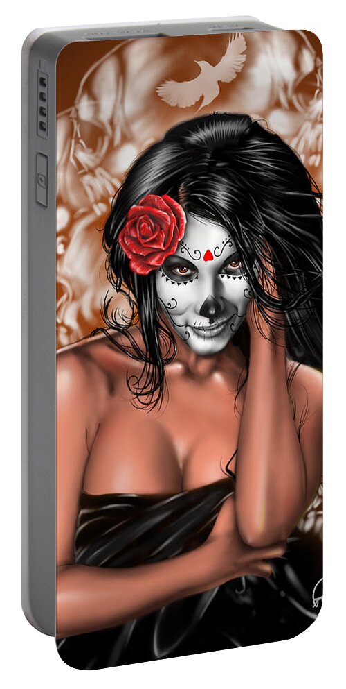 Pete Portable Battery Charger featuring the painting Dia de los Muertos Remix by Pete Tapang