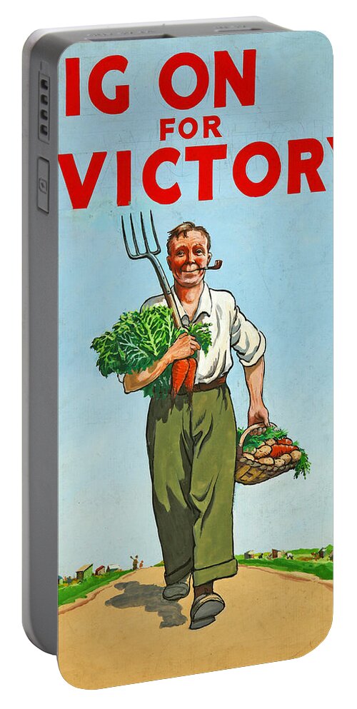 Poster Portable Battery Charger featuring the painting Dig on for Victory by English School