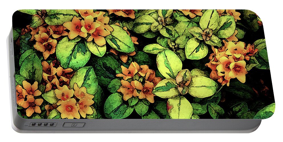 Digital Painting Portable Battery Charger featuring the photograph Digital Painting Quilted Garden Flowers 2563 DP_2 by Steven Ward