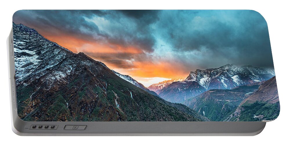 Dingboche Portable Battery Charger featuring the photograph Dingboche Sunrise by Dan McGeorge