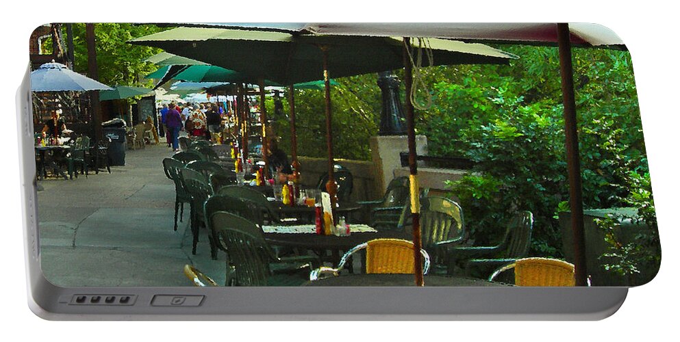 Cafe Portable Battery Charger featuring the photograph Dining Under The Umbrellas by James Eddy