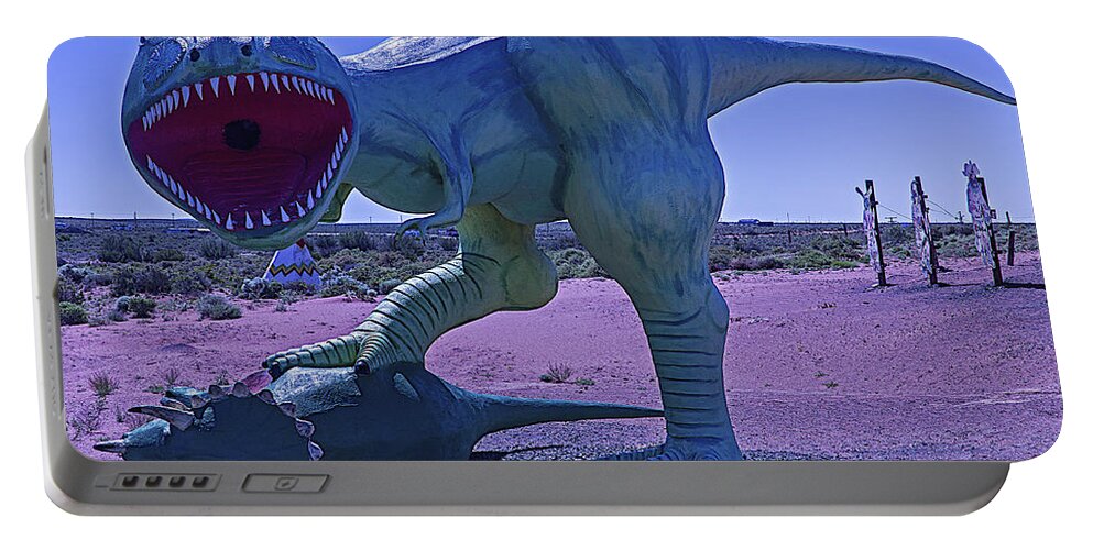 Roadside Dinosaur Portable Battery Charger featuring the photograph Dinosaur With kill by Garry Gay