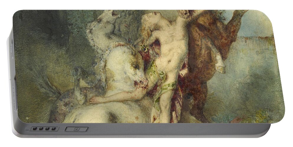 Gustave Moreau Portable Battery Charger featuring the drawing Diomedes Devoured by his Horses 2 by Gustave Moreau
