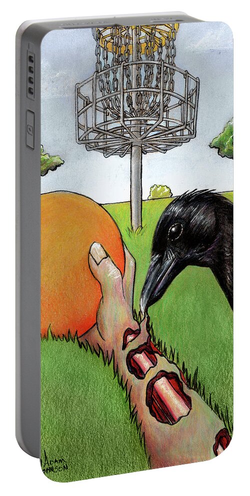 Disc Portable Battery Charger featuring the painting Death Putt by Adam Johnson