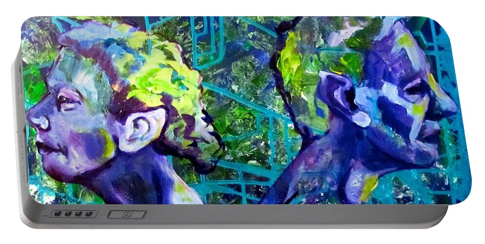 Argue Portable Battery Charger featuring the painting Discord by Barbara O'Toole