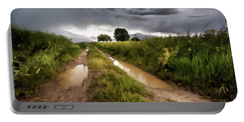 Mountain Portable Battery Charger featuring the photograph Distant Thunder Paint by David Dehner
