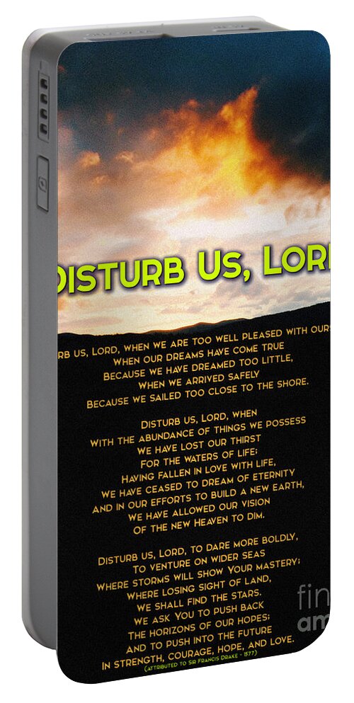 Prayer Portable Battery Charger featuring the painting Disturb Us Lord by Celestial Images