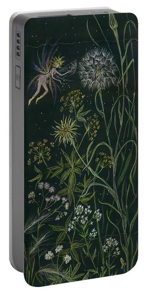 Fairy Portable Battery Charger featuring the drawing Ditchweed Fairy Grasses by Dawn Fairies