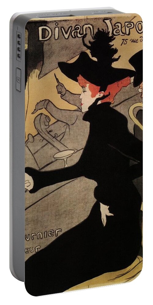 Vintage Portable Battery Charger featuring the mixed media Divan Japonais - Vintage Advertising Poster by Studio Grafiikka