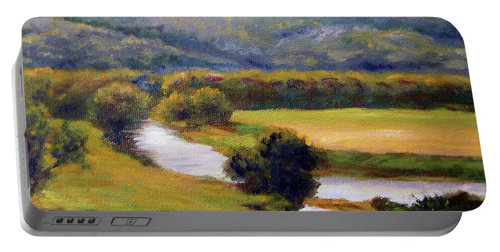 Riverscape Portable Battery Charger featuring the painting Diversion by Marie Witte