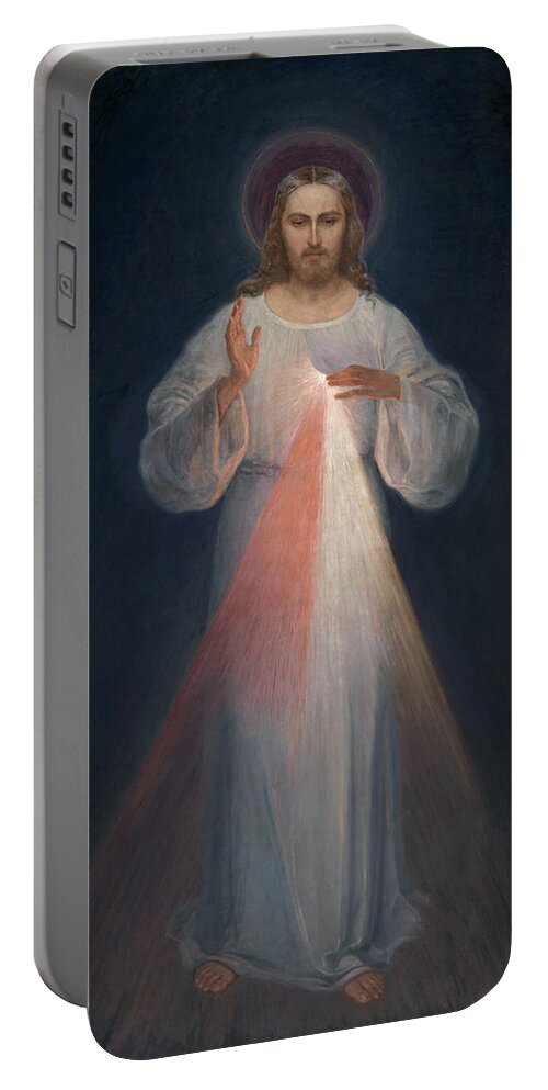 Eugene Kazimierowski Portable Battery Charger featuring the painting Divine Mercy by Eugene Kazimierowski