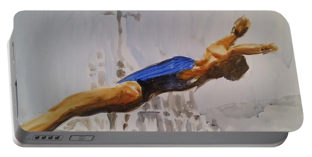 Platform Portable Battery Charger featuring the painting Diving II by Bachmors Artist
