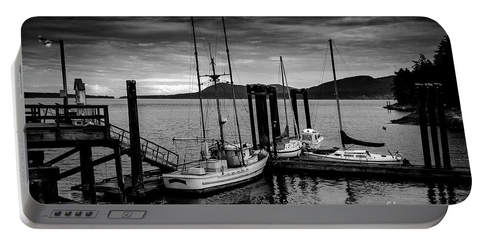 Boats Portable Battery Charger featuring the photograph Docked for the Night by Barry Weiss