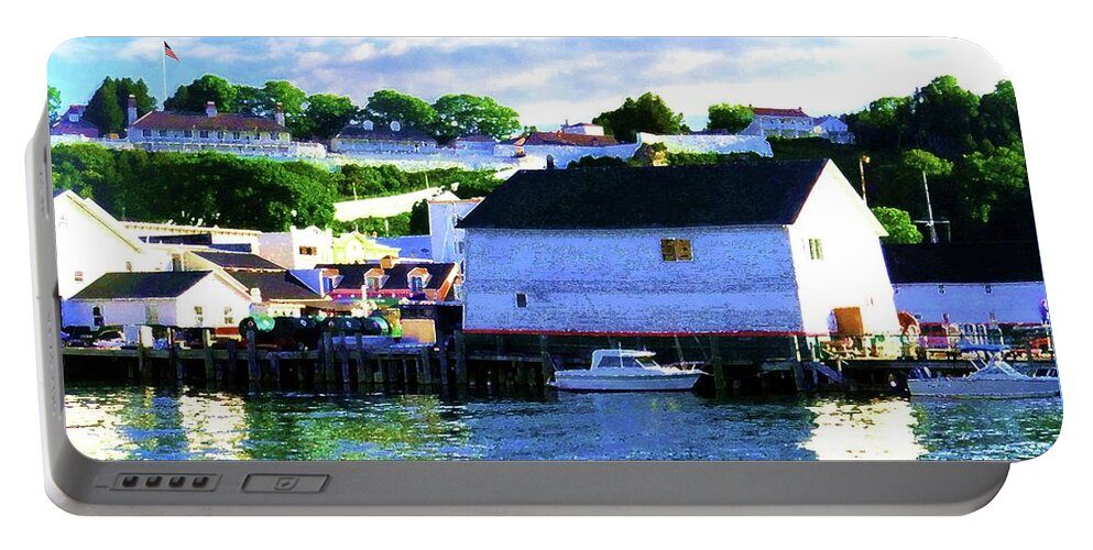 Traditional Art Portable Battery Charger featuring the painting Dockside by Desiree Paquette