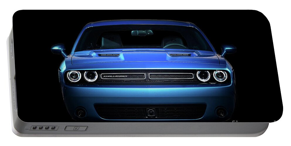 Dodge Portable Battery Charger featuring the digital art Dodge Challenger by Airpower Art