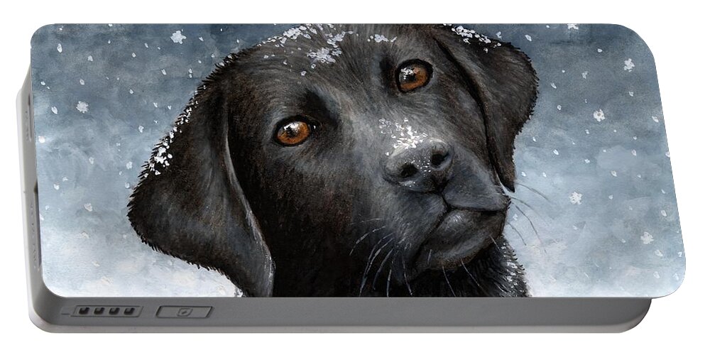 Dog Portable Battery Charger featuring the painting Dog 100 by Lucie Dumas