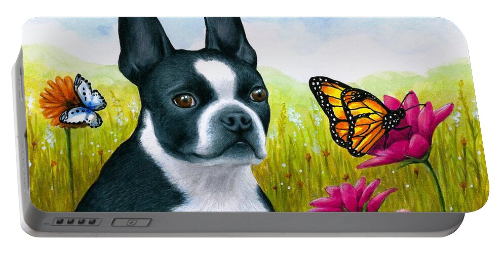 Dog Portable Battery Charger featuring the painting Dog 134 by Lucie Dumas