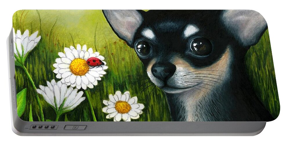Dog Portable Battery Charger featuring the painting Dog 79 Chihuahua by Lucie Dumas