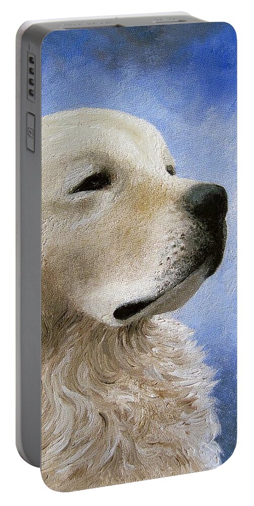 Dog Portable Battery Charger featuring the painting Dog 98 by Lucie Dumas