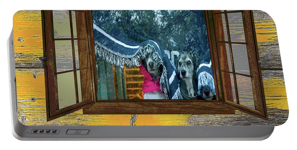 Dog Portable Battery Charger featuring the mixed media Dog Loyalty - The Wait by Gabby Dreams