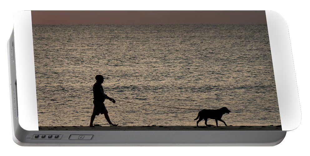 Florida Portable Battery Charger featuring the photograph Dog Walker Dawn Delray Beach Florida by Lawrence S Richardson Jr