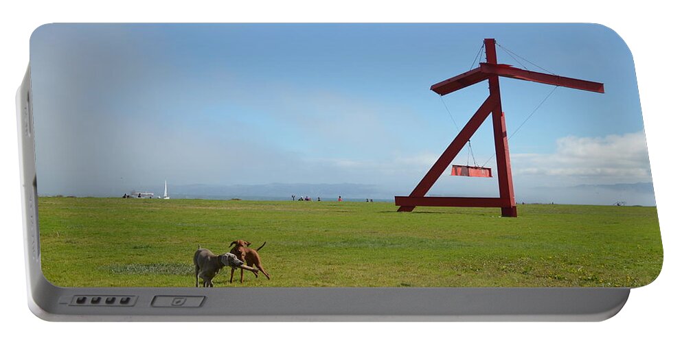 Crissy Field Portable Battery Charger featuring the photograph Dogs at Crissy Field by Erik Burg