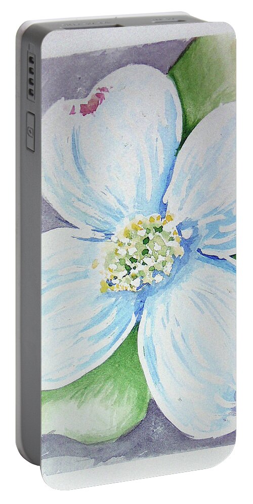  Portable Battery Charger featuring the painting Dogwood Bloom by Loretta Nash