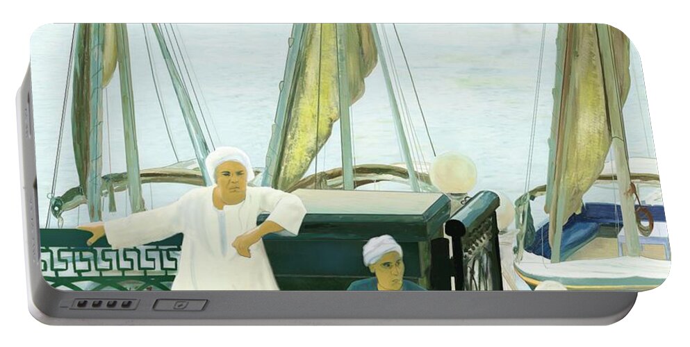 Victor Shelley Portable Battery Charger featuring the painting Dok Dok Landing Stage by Victor Shelley