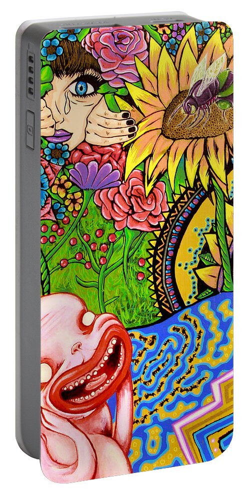 Fantasy Art Portable Battery Charger featuring the painting Don't Let Reality Stop You by Bobby Zeik
