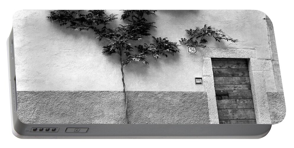 Door Portable Battery Charger featuring the photograph Door 54 BW by Ramona Matei