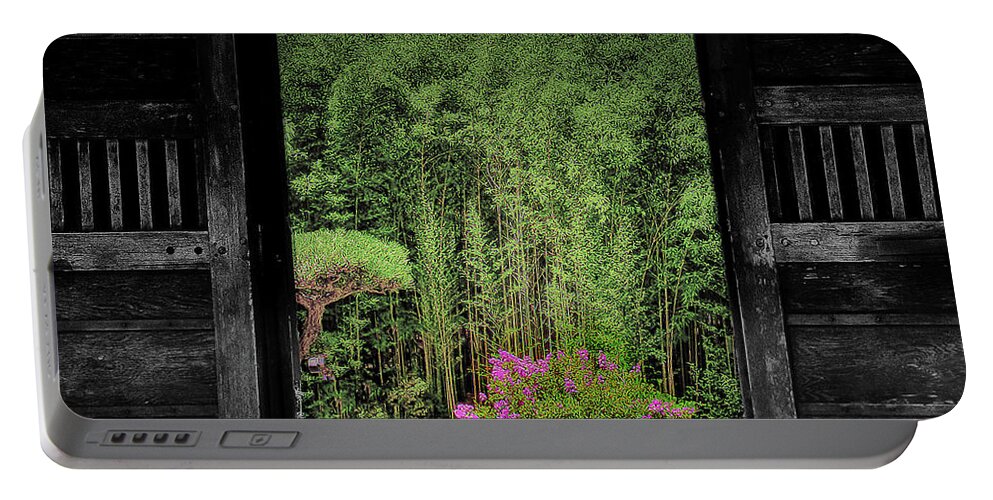Garden Portable Battery Charger featuring the photograph Doors to the Chinese Garden by Joseph Hollingsworth