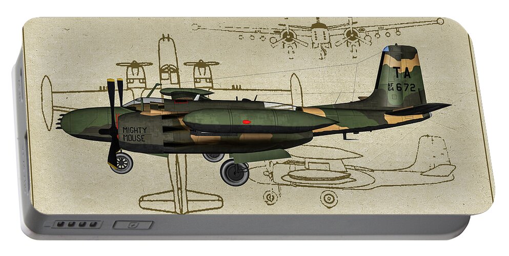 Douglas A-26 Invader Portable Battery Charger featuring the digital art Douglas A-26 Vietnam Profile by Tommy Anderson