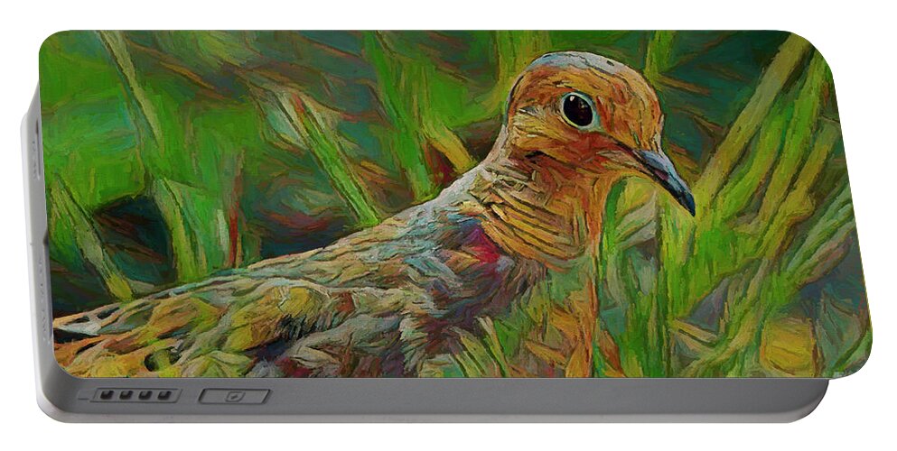 Dove Portable Battery Charger featuring the photograph Dove Painterly by Deborah Benoit