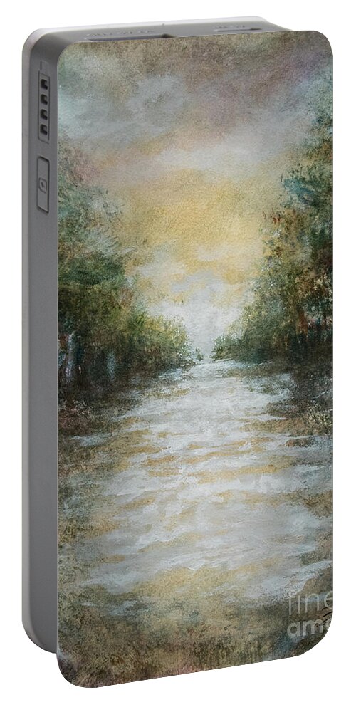 Landscape Portable Battery Charger featuring the painting Down da Bayou by Francelle Theriot