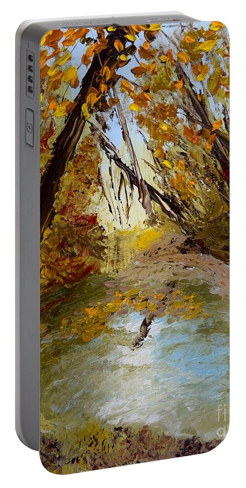  Portable Battery Charger featuring the painting Downstream by Barrie Stark