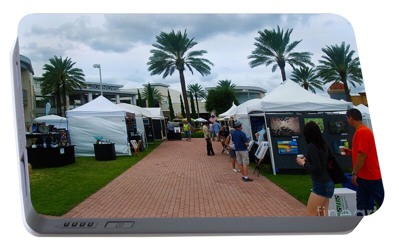 Art Portable Battery Charger featuring the photograph Downtown Art Show in Tropical Paradise Florida C1 by Ricardos Creations
