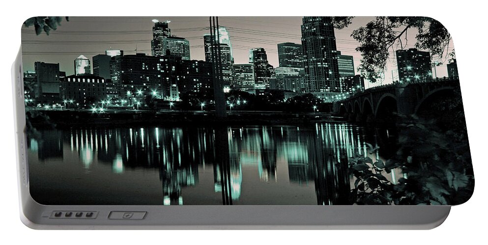 Downtown Portable Battery Charger featuring the photograph Downtown Minneapolis at Night II by Angie Schutt