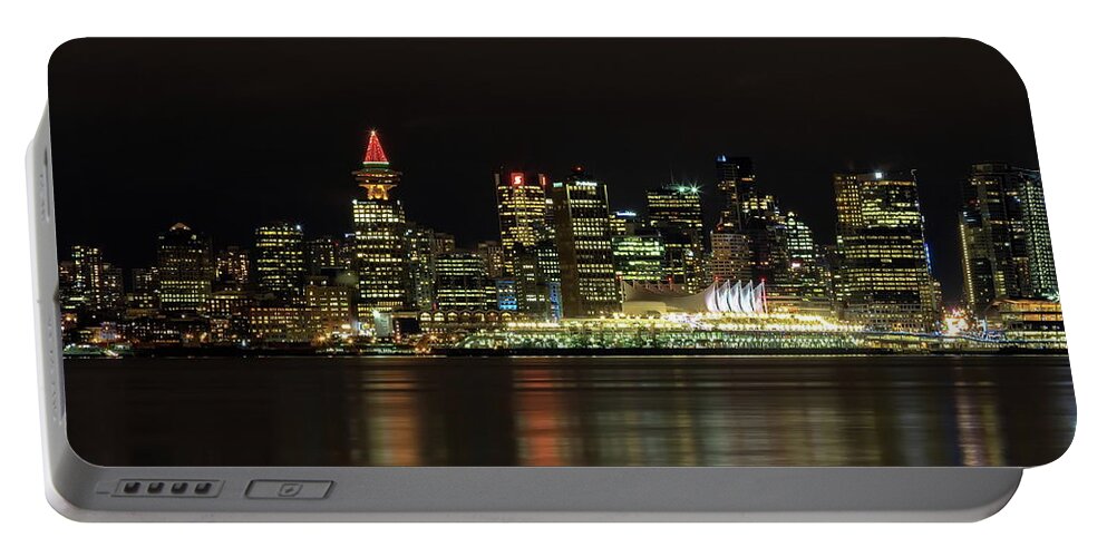 Alex Lyubar Portable Battery Charger featuring the photograph Downtown of Vancouver City night time by Alex Lyubar