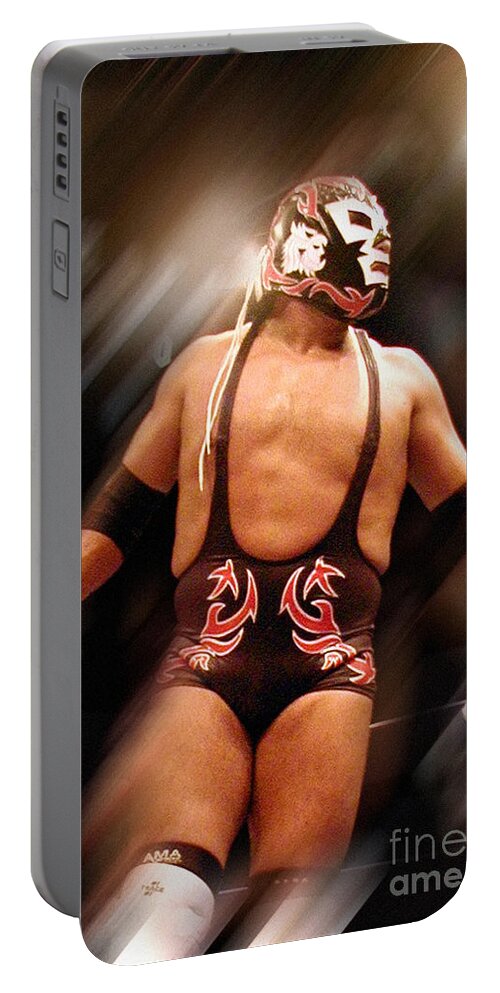 Lucha Libre Portable Battery Charger featuring the photograph Dr. Wagner With The Mask of Atlantis - lucha libre blur by Dorothy Lee