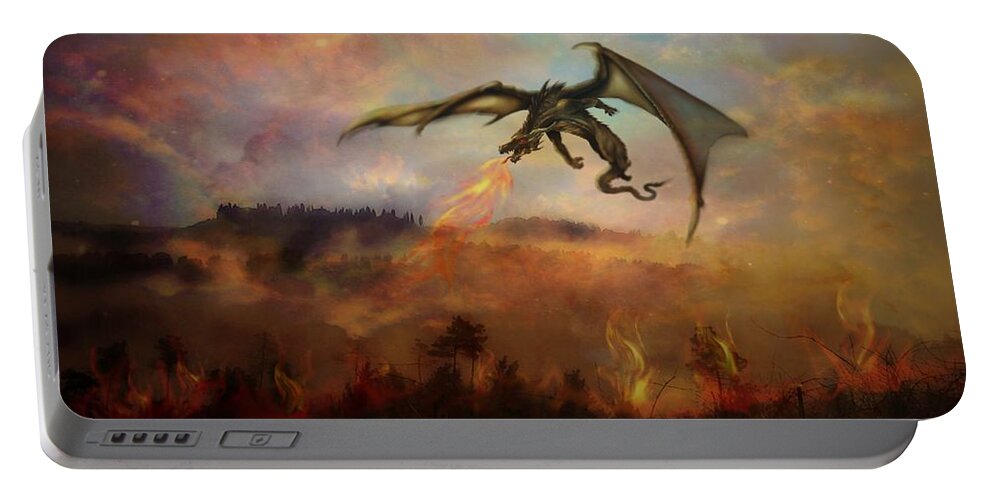 Dragon Portable Battery Charger featuring the digital art Dracarys by Lilia S