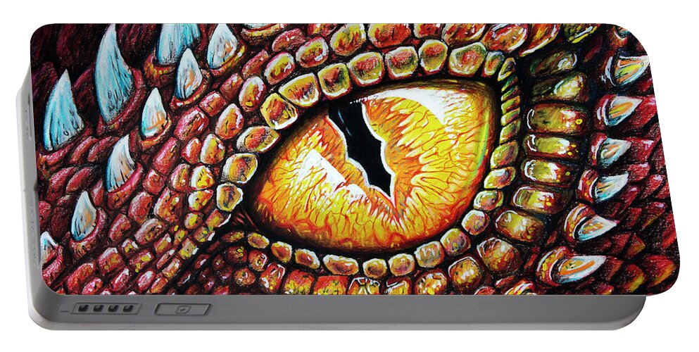 Dragon Portable Battery Charger featuring the drawing Dragon Eye by Aaron Spong