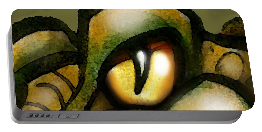 Dragon Portable Battery Charger featuring the painting Dragon Eye by Kevin Middleton