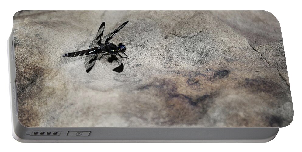 Dragonfly Portable Battery Charger featuring the digital art Dragonfly on Solid Ground by Brad Thornton