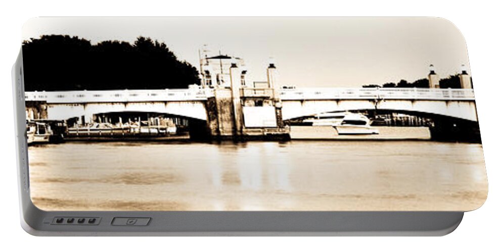 Ohio Portable Battery Charger featuring the photograph Drawbidge On the Portage River Port Clinton Ohio by John Harmon