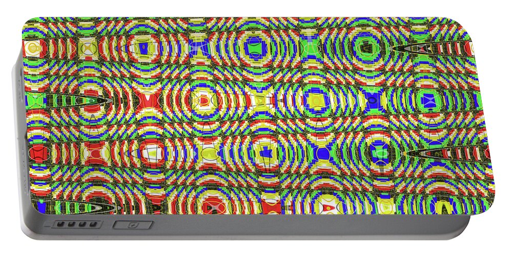 Drawing Color Dots And Lines Abstract Portable Battery Charger featuring the digital art Drawing Color Dots And Lines Abstract by Tom Janca