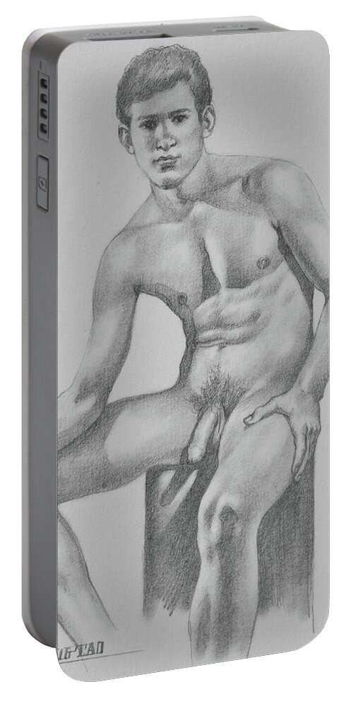 Drawing Portable Battery Charger featuring the drawing Drawing Male Nude #1805291 by Hongtao Huang