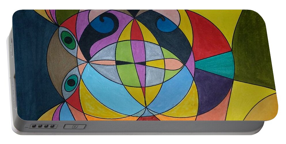 Geometric Art Portable Battery Charger featuring the painting Dream 295 by S S-ray