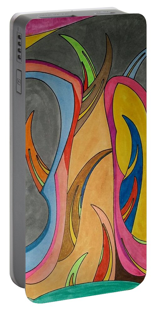 Geo - Organic Art Portable Battery Charger featuring the painting Dream 324 by S S-ray