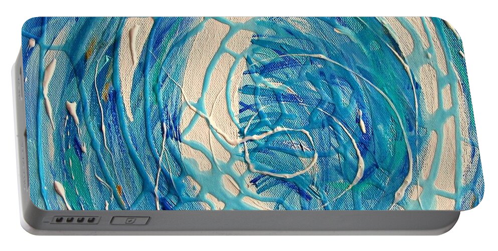 Abstract Portable Battery Charger featuring the painting Dream Weaver Diptych by Mary Mirabal
