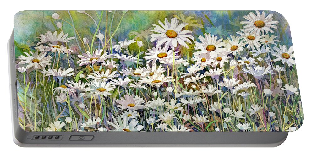 Daisy Portable Battery Charger featuring the painting Dreaming Daisies by Hailey E Herrera